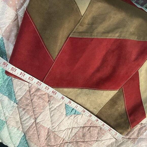 Kenneth Cole Suede Leather Patchwork Mini Skirt Womens 8 Y2K Gilmore Friends - Picture 9 of 10